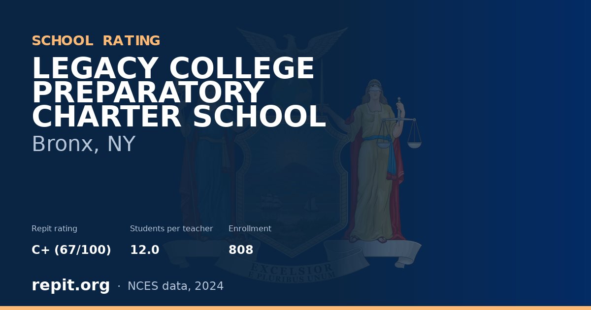 LEGACY COLLEGE PREPARATORY CHARTER SCHOOL, Bronx, NY — Repit school rating C+ (67/100)