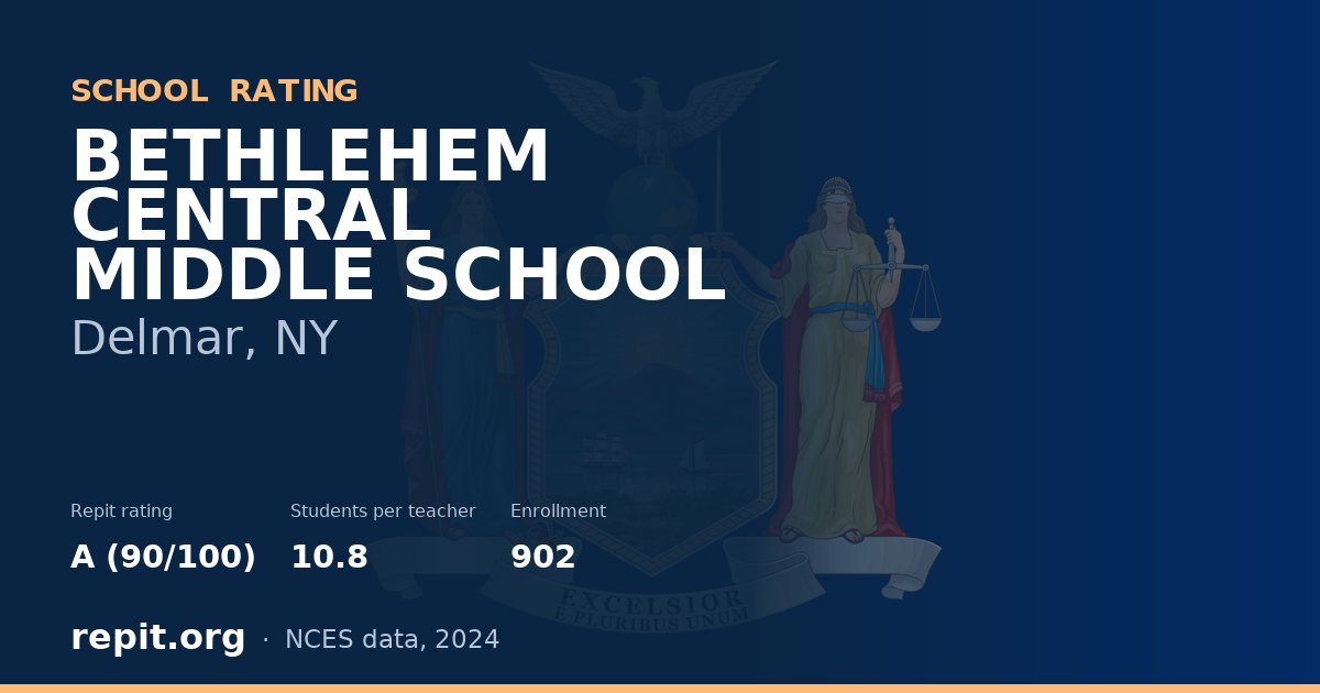 BETHLEHEM CENTRAL MIDDLE SCHOOL, Delmar, NY — Repit school rating A (90/100)