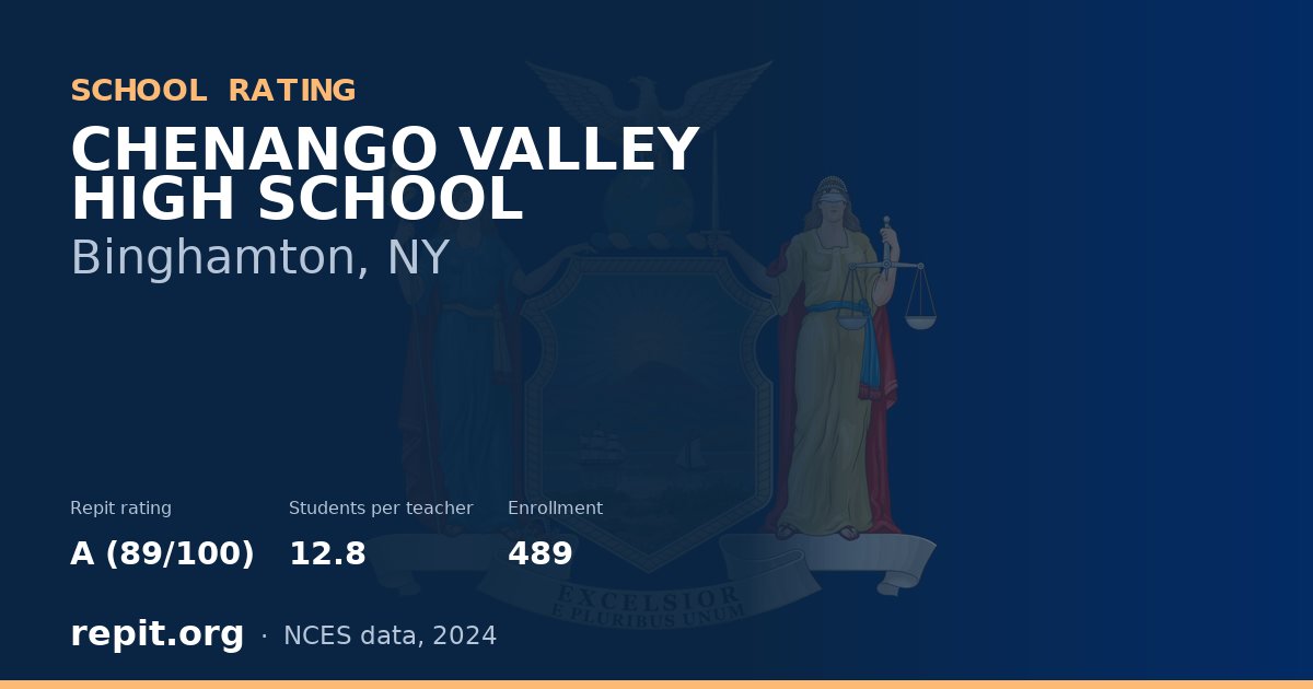 CHENANGO VALLEY HIGH SCHOOL, Binghamton, NY — Repit school rating A (89/100)