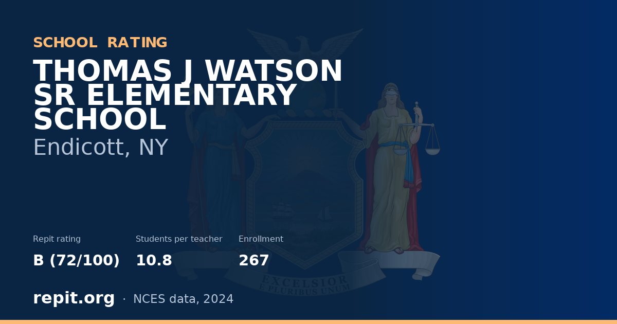 THOMAS J WATSON SR ELEMENTARY SCHOOL, Endicott, NY — Repit school rating B (72/100)