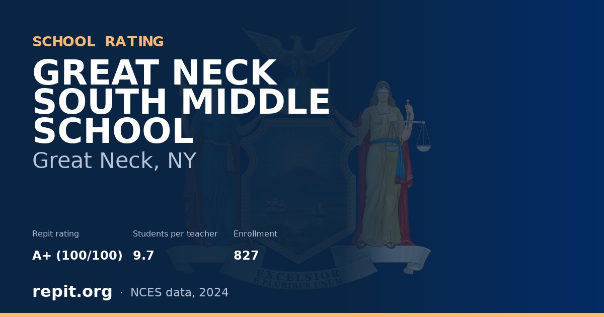 GREAT NECK SOUTH MIDDLE SCHOOL, Great Neck, NY — Repit school rating A+ (100/100)