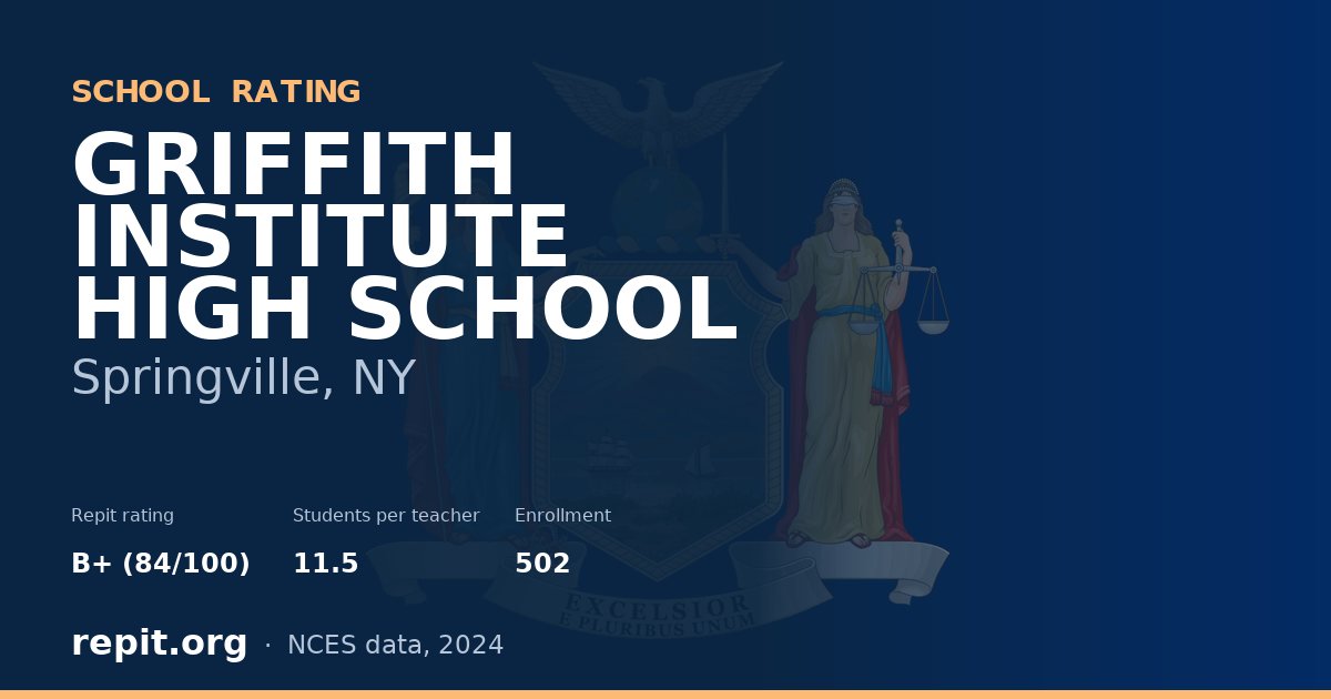 GRIFFITH INSTITUTE HIGH SCHOOL, Springville, NY — Repit school rating B+ (84/100)