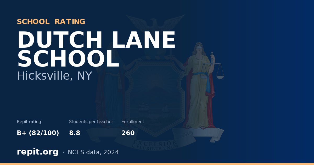 DUTCH LANE SCHOOL, Hicksville, NY — Repit school rating B+ (82/100)