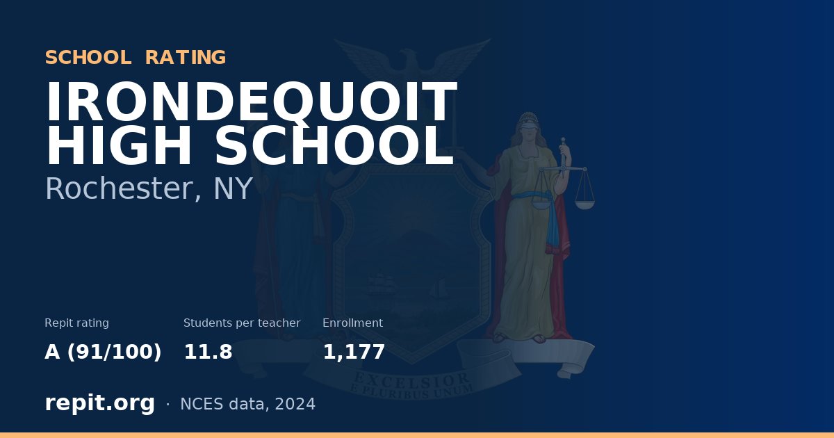 IRONDEQUOIT HIGH SCHOOL, Rochester, NY — Repit school rating A (91/100)