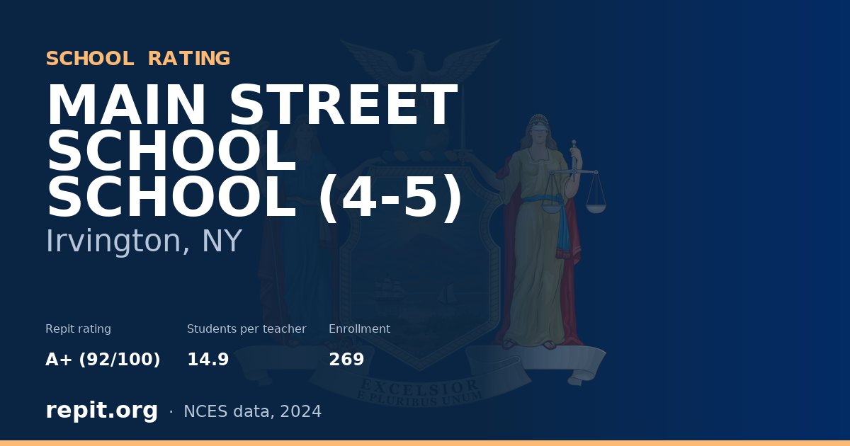 MAIN STREET SCHOOL SCHOOL (4-5), Irvington, NY — Repit school rating A+ (92/100)