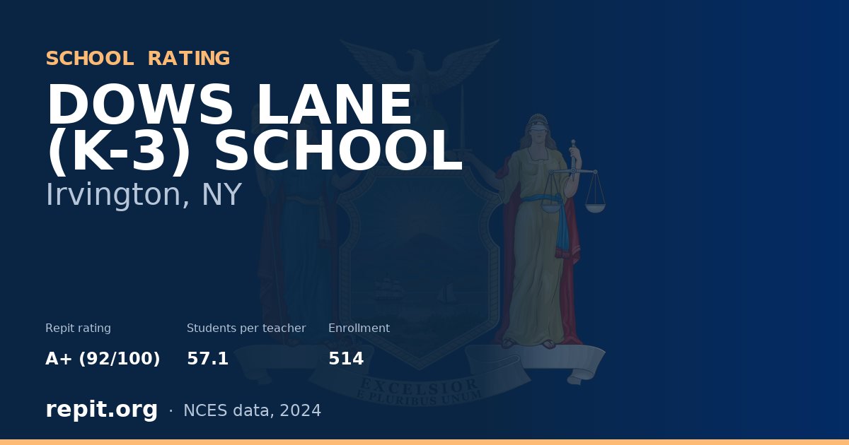 DOWS LANE (K-3) SCHOOL, Irvington, NY — Repit school rating A+ (92/100)