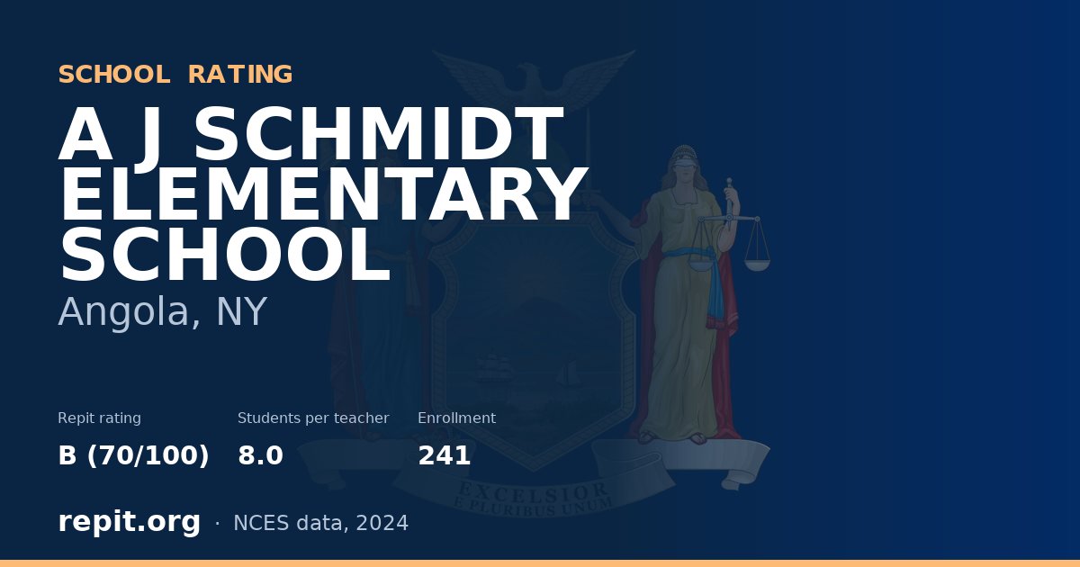 A J SCHMIDT ELEMENTARY SCHOOL, Angola, NY — Repit school rating B (70/100)