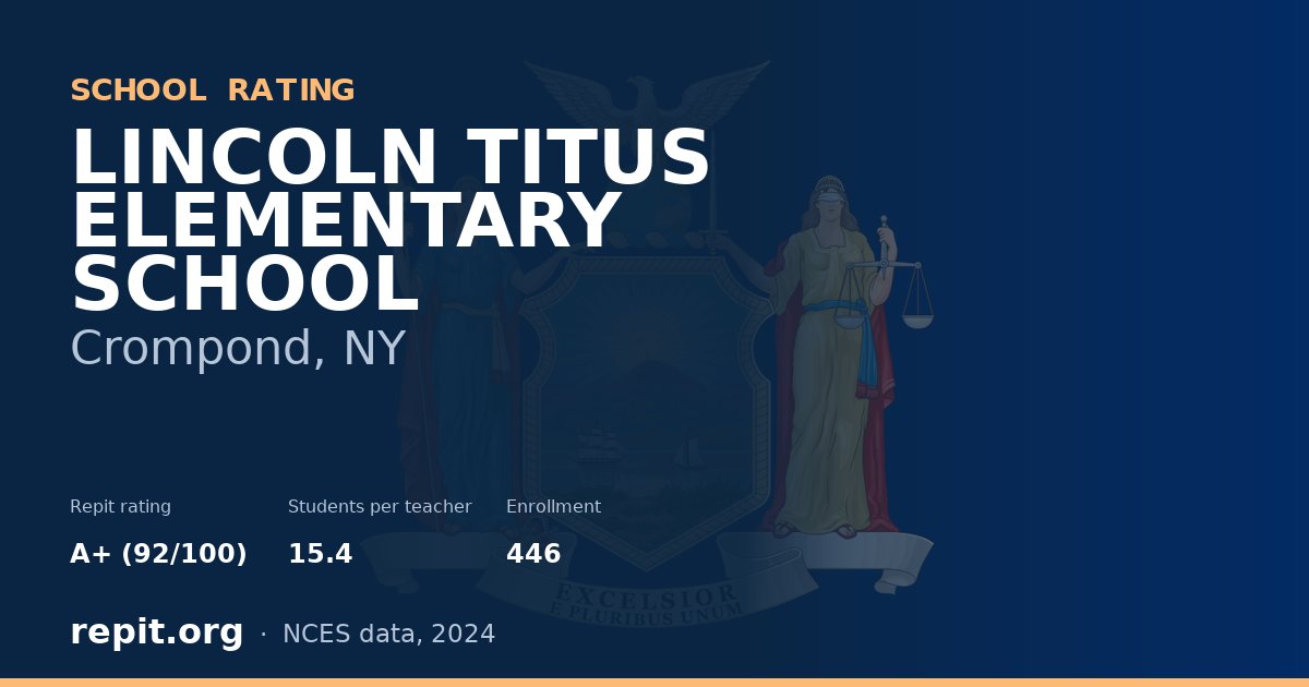 LINCOLN TITUS ELEMENTARY SCHOOL, Crompond, NY — Repit school rating A+ (92/100)