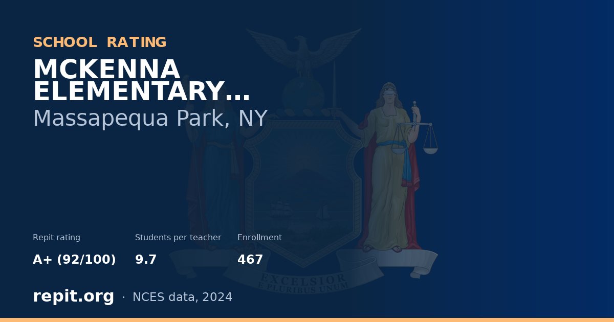 MCKENNA ELEMENTARY SCHOOL, Massapequa Park, NY — Repit school rating A+ (92/100)