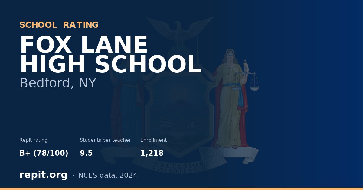 FOX LANE HIGH SCHOOL, Bedford, NY — Repit school rating B+ (78/100)