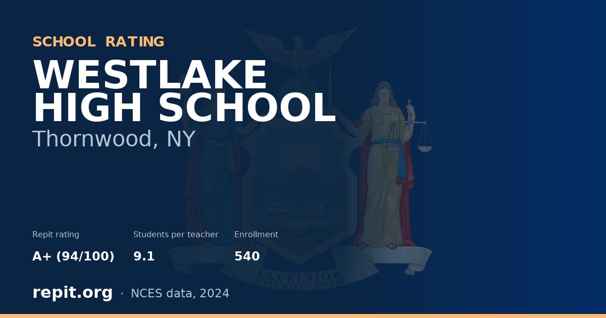 WESTLAKE HIGH SCHOOL, Thornwood, NY — Repit school rating A+ (94/100)
