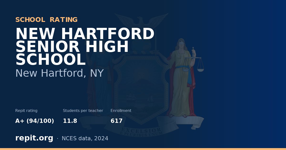 NEW HARTFORD SENIOR HIGH SCHOOL, New Hartford, NY — Repit school rating A+ (94/100)