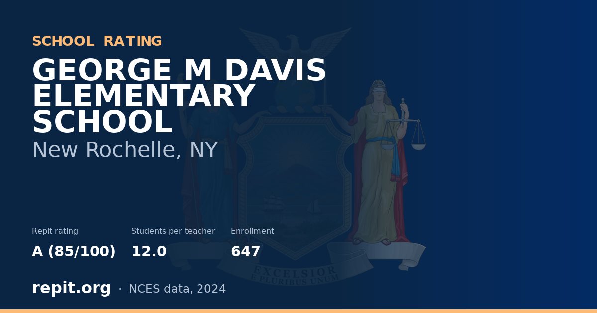 GEORGE M DAVIS ELEMENTARY SCHOOL, New Rochelle, NY — Repit school rating A (85/100)