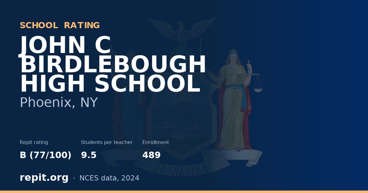 JOHN C BIRDLEBOUGH HIGH SCHOOL, Phoenix, NY — Repit school rating B (77/100)