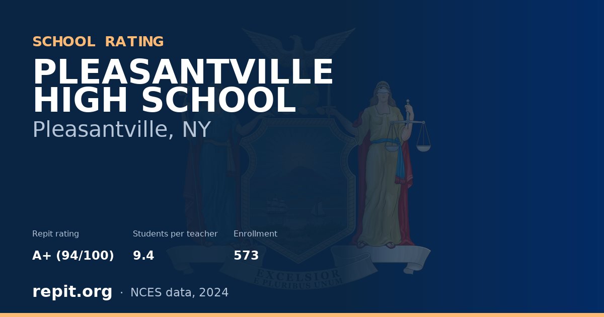 PLEASANTVILLE HIGH SCHOOL, Pleasantville, NY — Repit school rating A+ (94/100)