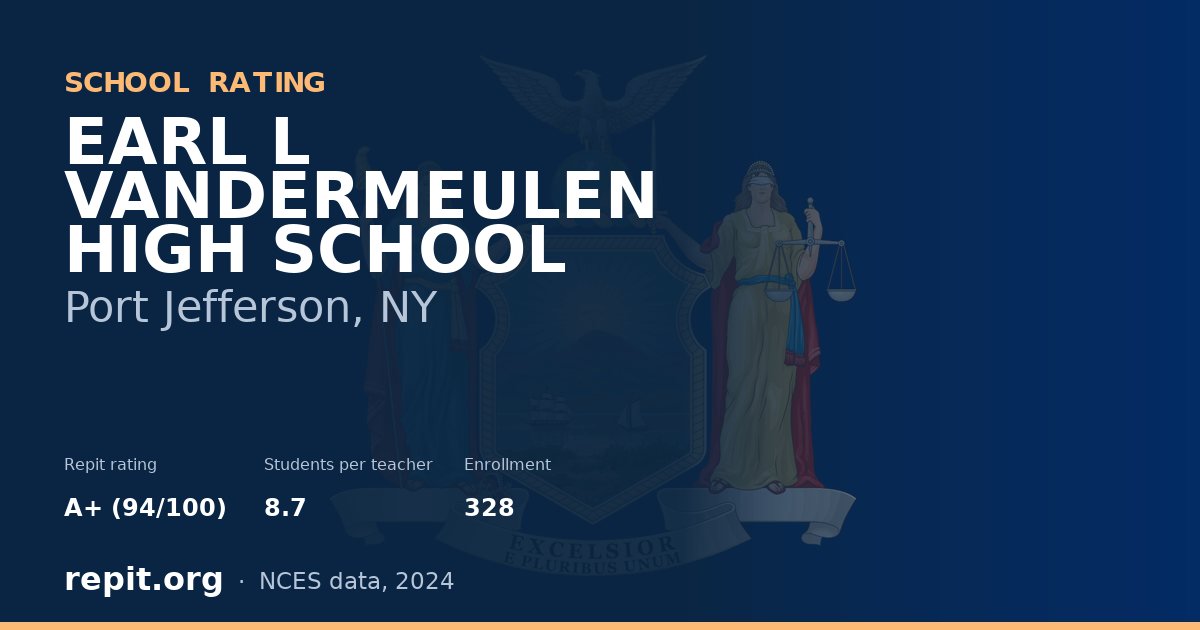 EARL L VANDERMEULEN HIGH SCHOOL, Port Jefferson, NY — Repit school rating A+ (94/100)