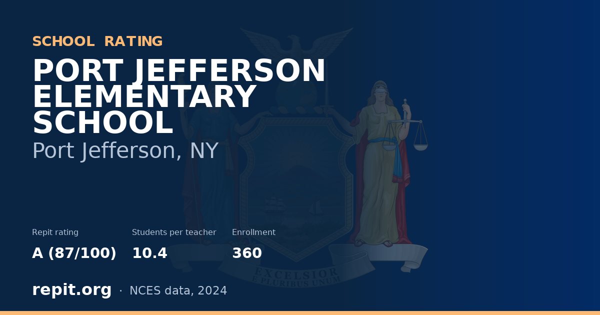 PORT JEFFERSON ELEMENTARY SCHOOL, Port Jefferson, NY — Repit school rating A (87/100)