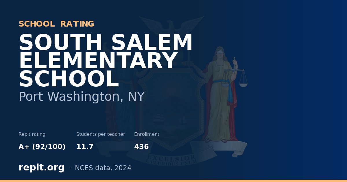 SOUTH SALEM ELEMENTARY SCHOOL, Port Washington, NY — Repit school rating A+ (92/100)