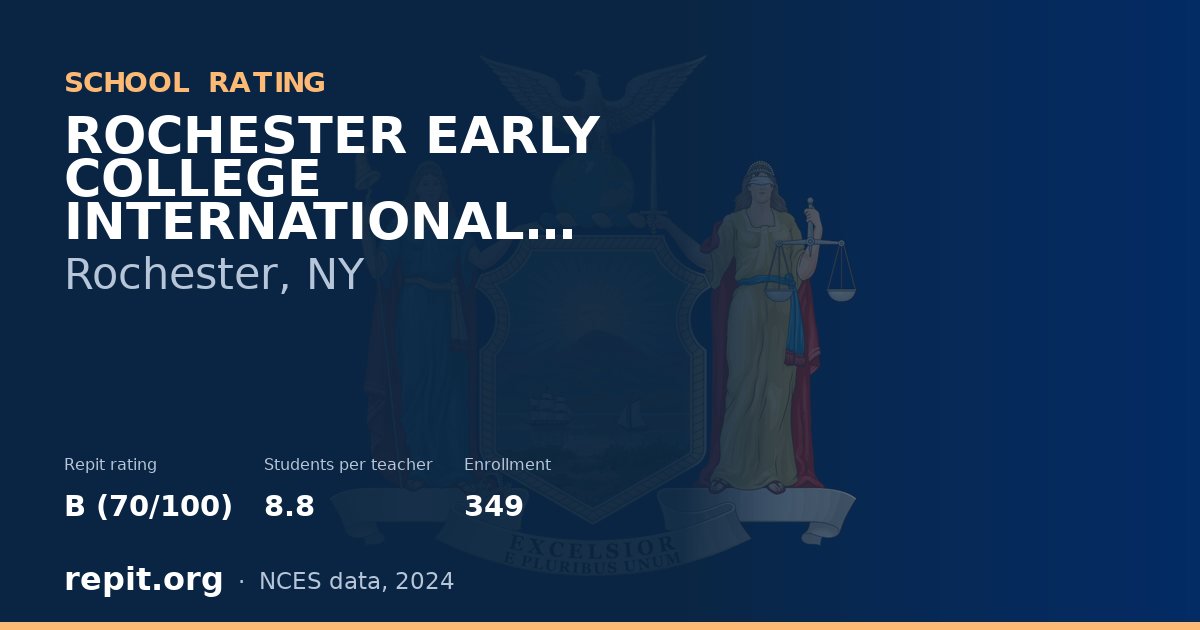 ROCHESTER EARLY COLLEGE INTERNATIONAL HIGH SCHOOL, Rochester, NY — Repit school rating B (70/100)