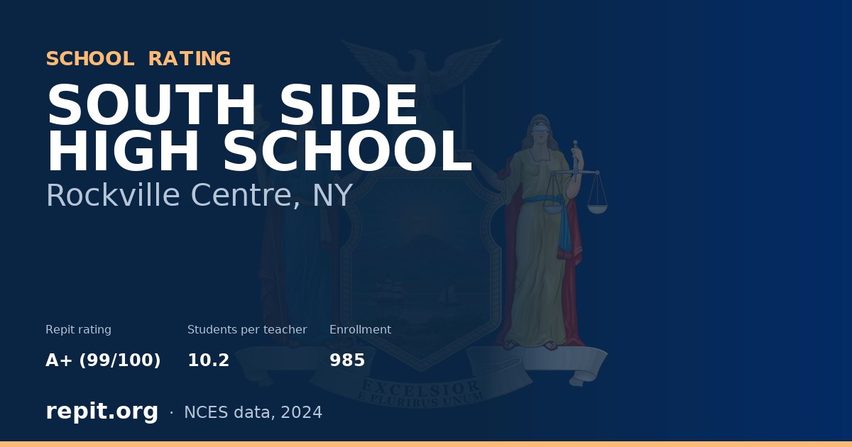 SOUTH SIDE HIGH SCHOOL, Rockville Centre, NY — Repit school rating A+ (99/100)