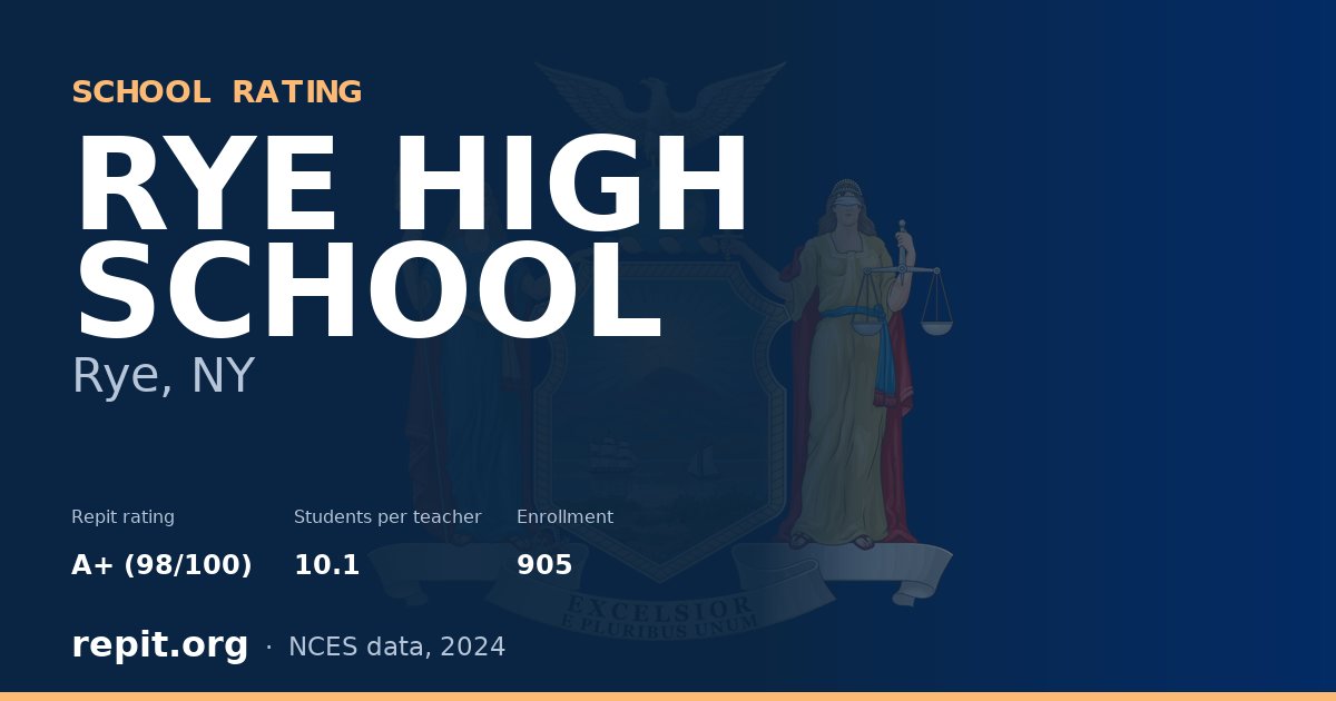 RYE HIGH SCHOOL, Rye, NY — Repit school rating A+ (98/100)