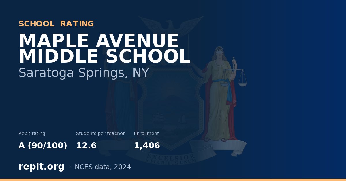 MAPLE AVENUE MIDDLE SCHOOL, Saratoga Springs, NY — Repit school rating A (90/100)