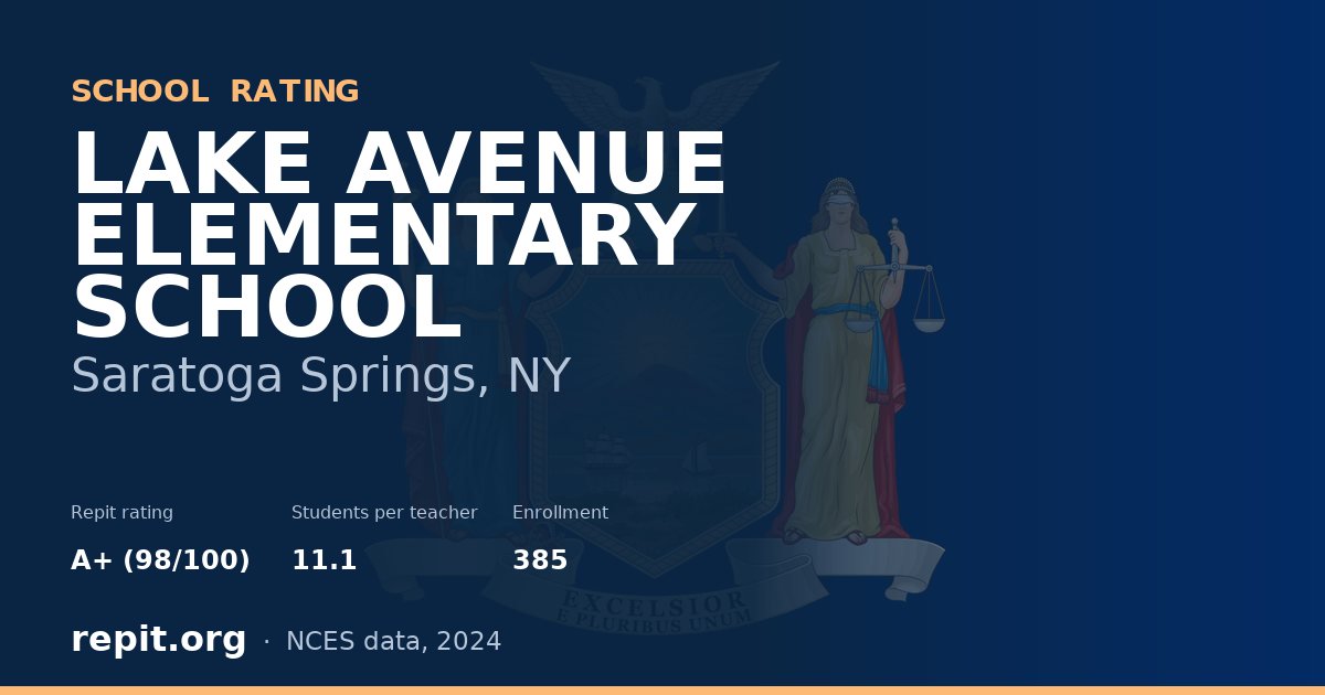 LAKE AVENUE ELEMENTARY SCHOOL, Saratoga Springs, NY — Repit school rating A+ (98/100)
