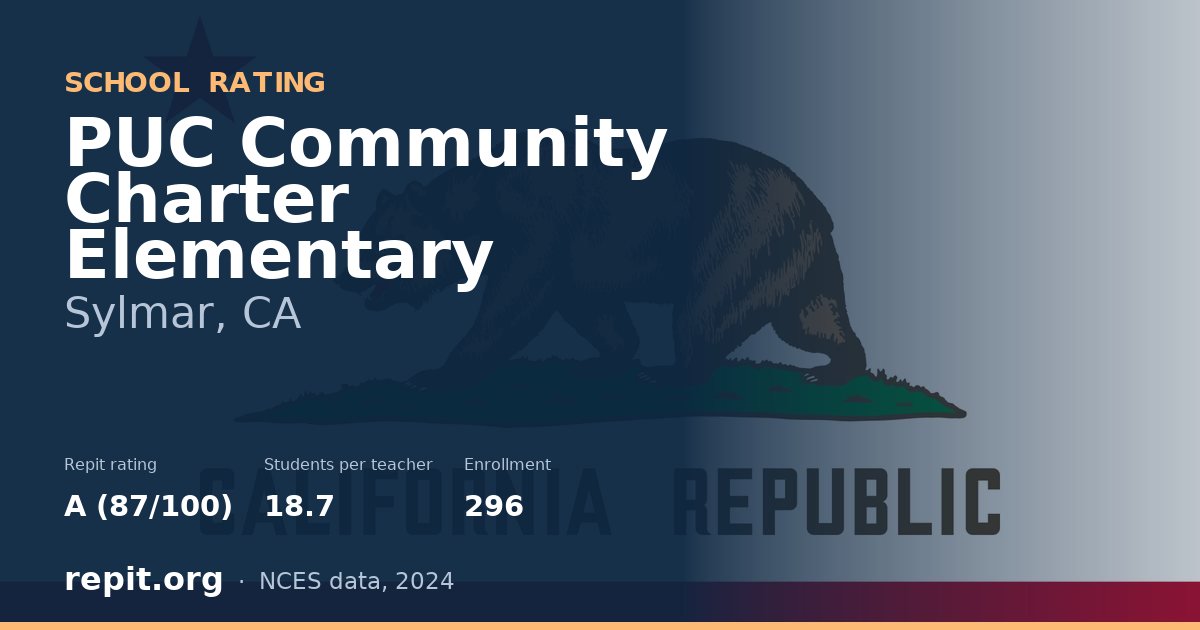 PUC Community Charter Elementary, Sylmar, CA — Repit school rating A (87/100)
