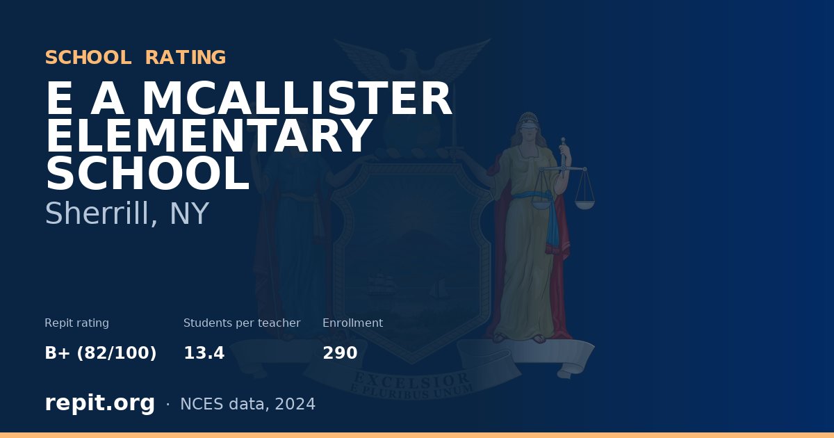 E A MCALLISTER ELEMENTARY SCHOOL, Sherrill, NY — Repit school rating B+ (82/100)