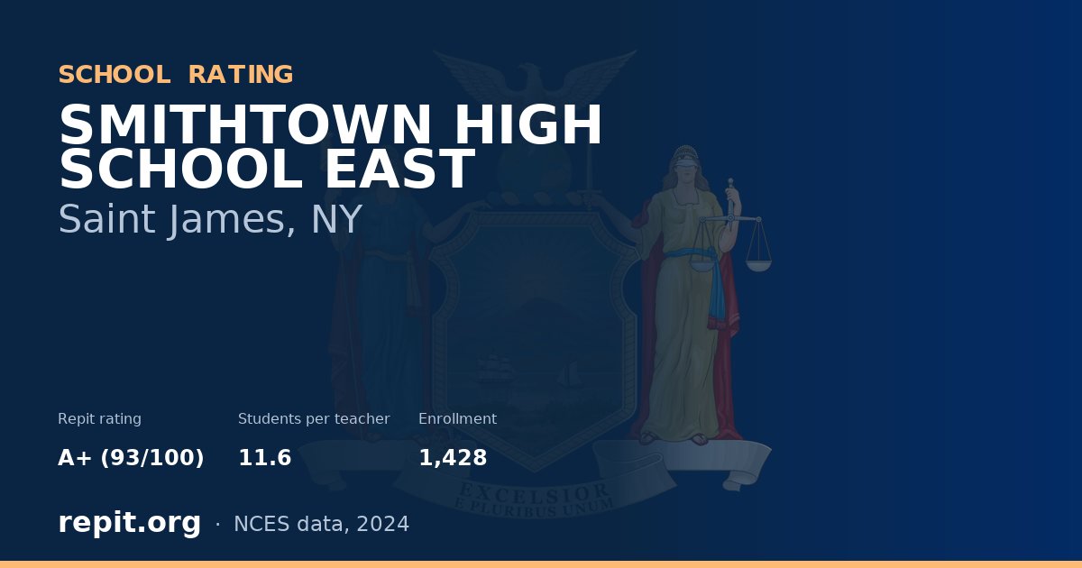 SMITHTOWN HIGH SCHOOL EAST, Saint James, NY — Repit school rating A+ (93/100)