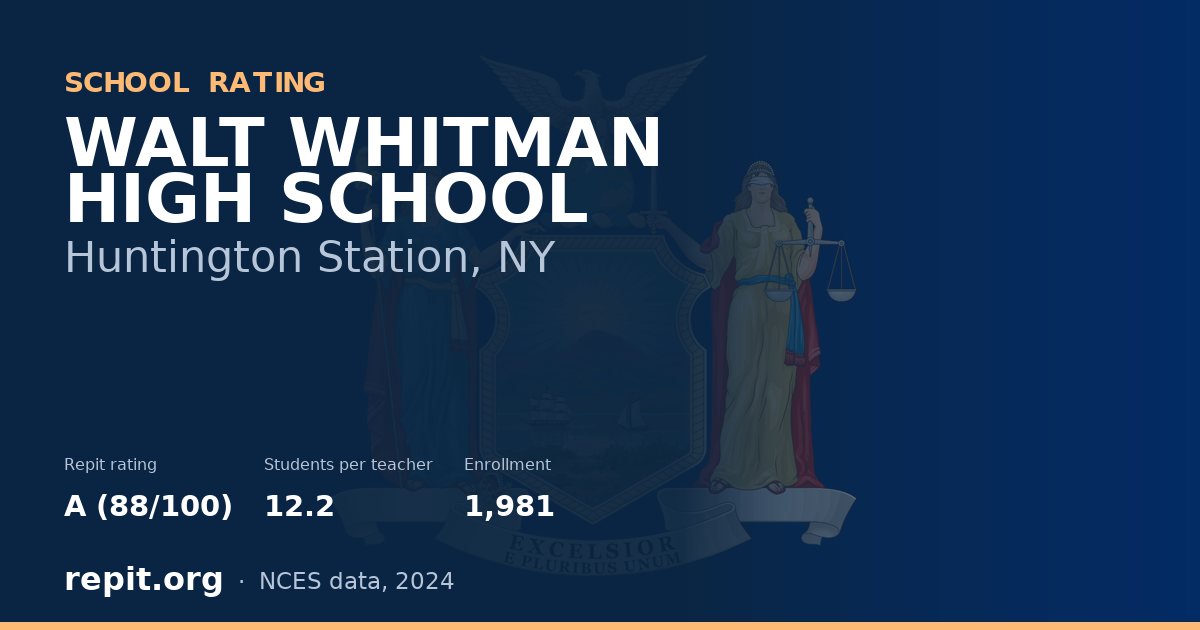 WALT WHITMAN HIGH SCHOOL, Huntington Station, NY — Repit school rating A (88/100)