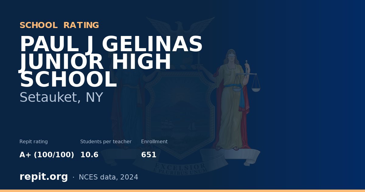 PAUL J GELINAS JUNIOR HIGH SCHOOL, Setauket, NY — Repit school rating A+ (100/100)