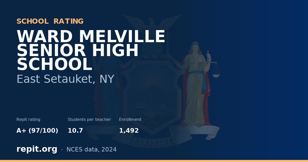 WARD MELVILLE SENIOR HIGH SCHOOL, East Setauket, NY — Repit school rating A+ (97/100)