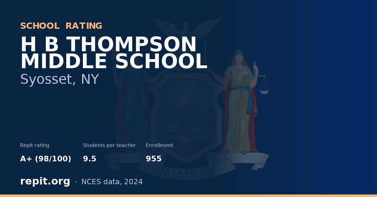H B THOMPSON MIDDLE SCHOOL, Syosset, NY — Repit school rating A+ (98/100)