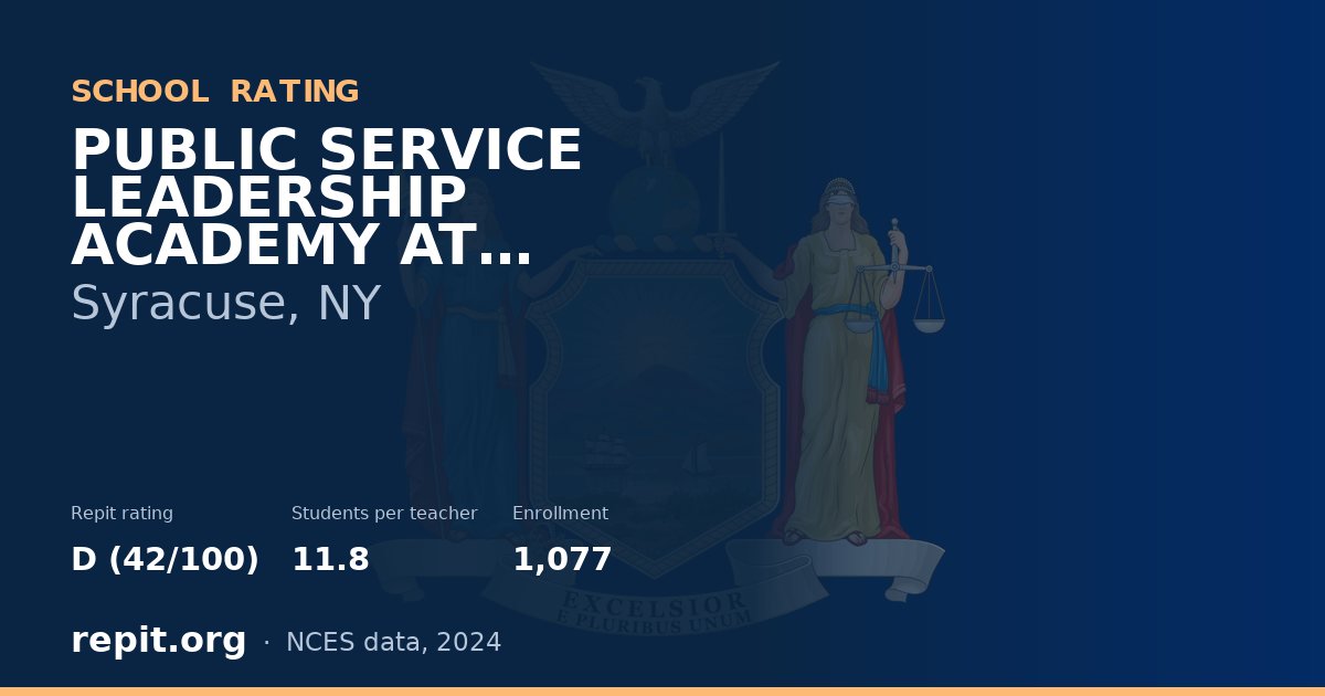 PUBLIC SERVICE LEADERSHIP ACADEMY AT FOWLER, Syracuse, NY — Repit school rating D (42/100)