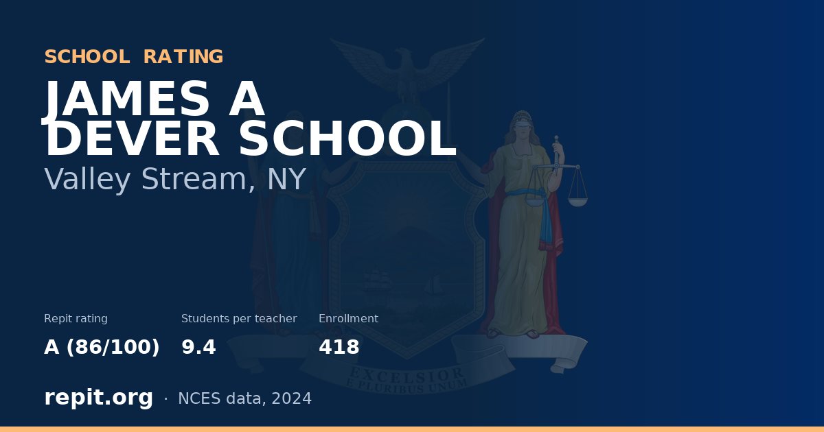 JAMES A DEVER SCHOOL, Valley Stream, NY — Repit school rating A (86/100)