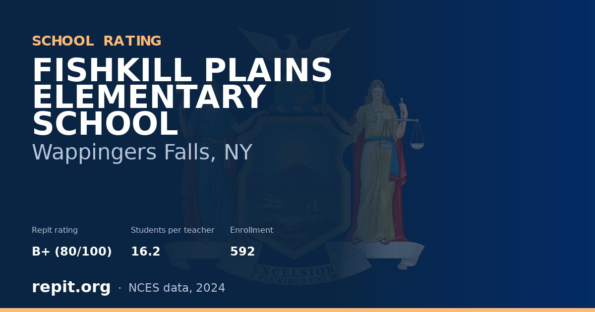 FISHKILL PLAINS ELEMENTARY SCHOOL, Wappingers Falls, NY — Repit school rating B+ (80/100)