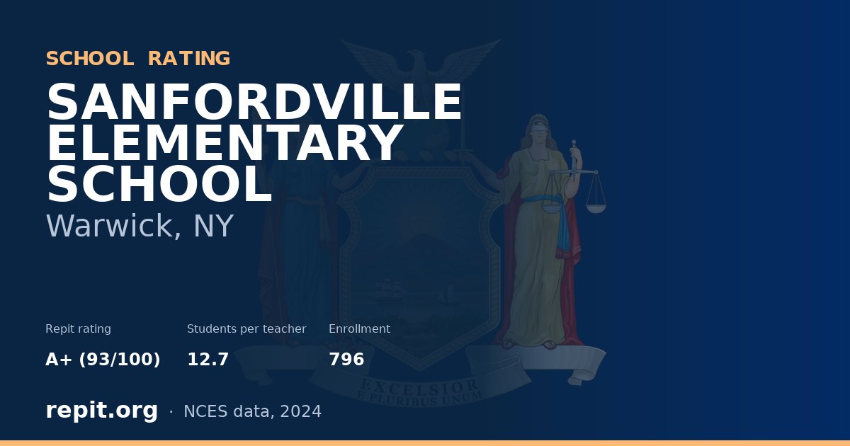 SANFORDVILLE ELEMENTARY SCHOOL, Warwick, NY — Repit school rating A+ (93/100)