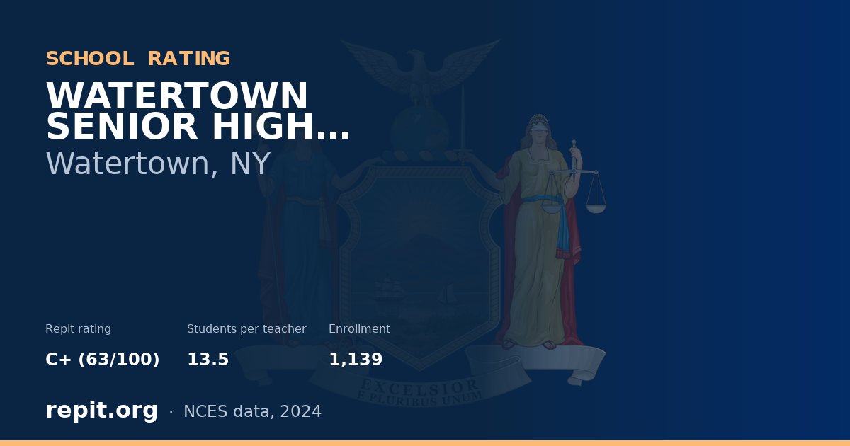 WATERTOWN SENIOR HIGH SCHOOL, Watertown, NY — Repit school rating C+ (63/100)