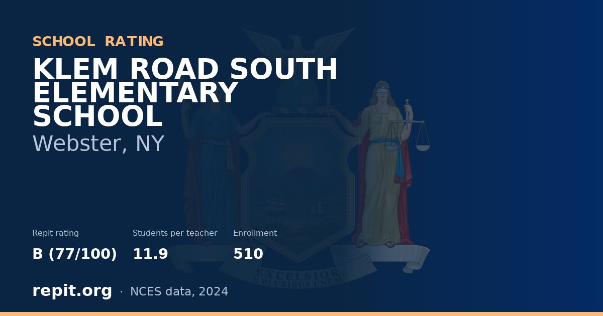 KLEM ROAD SOUTH ELEMENTARY SCHOOL, Webster, NY — Repit school rating B (77/100)