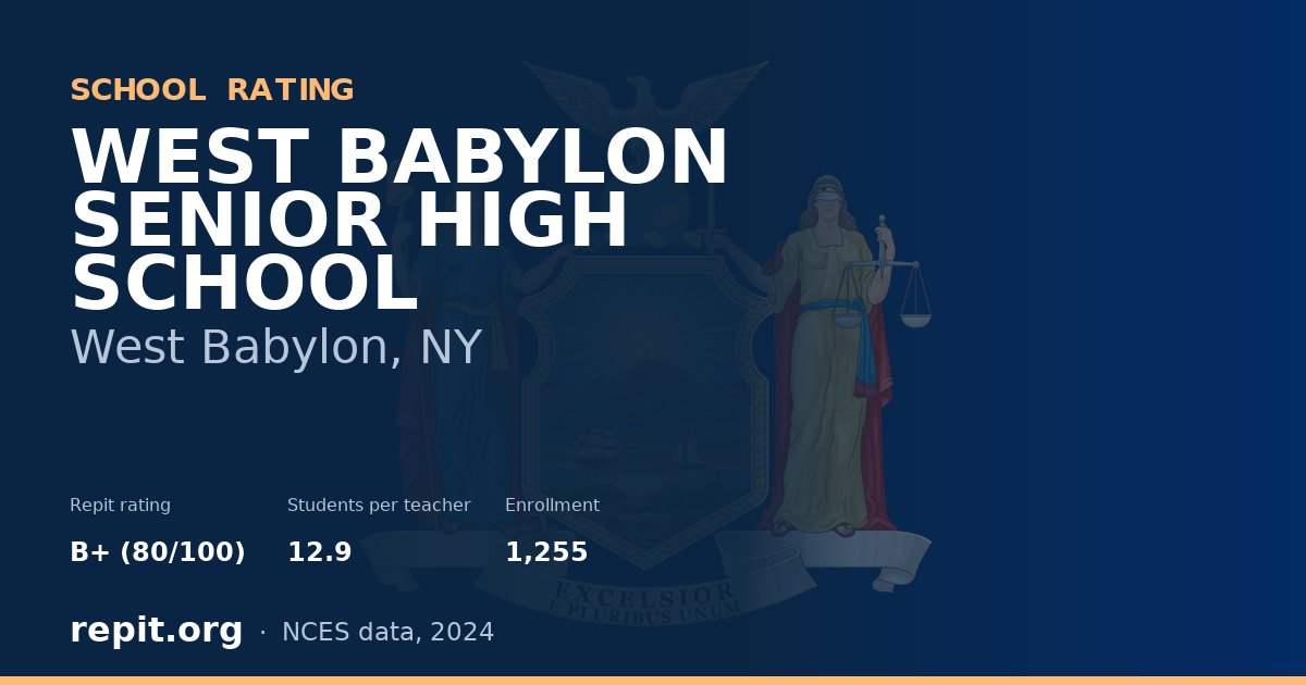 WEST BABYLON SENIOR HIGH SCHOOL, West Babylon, NY — Repit school rating B+ (80/100)