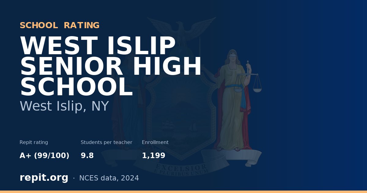WEST ISLIP SENIOR HIGH SCHOOL, West Islip, NY — Repit school rating A+ (99/100)