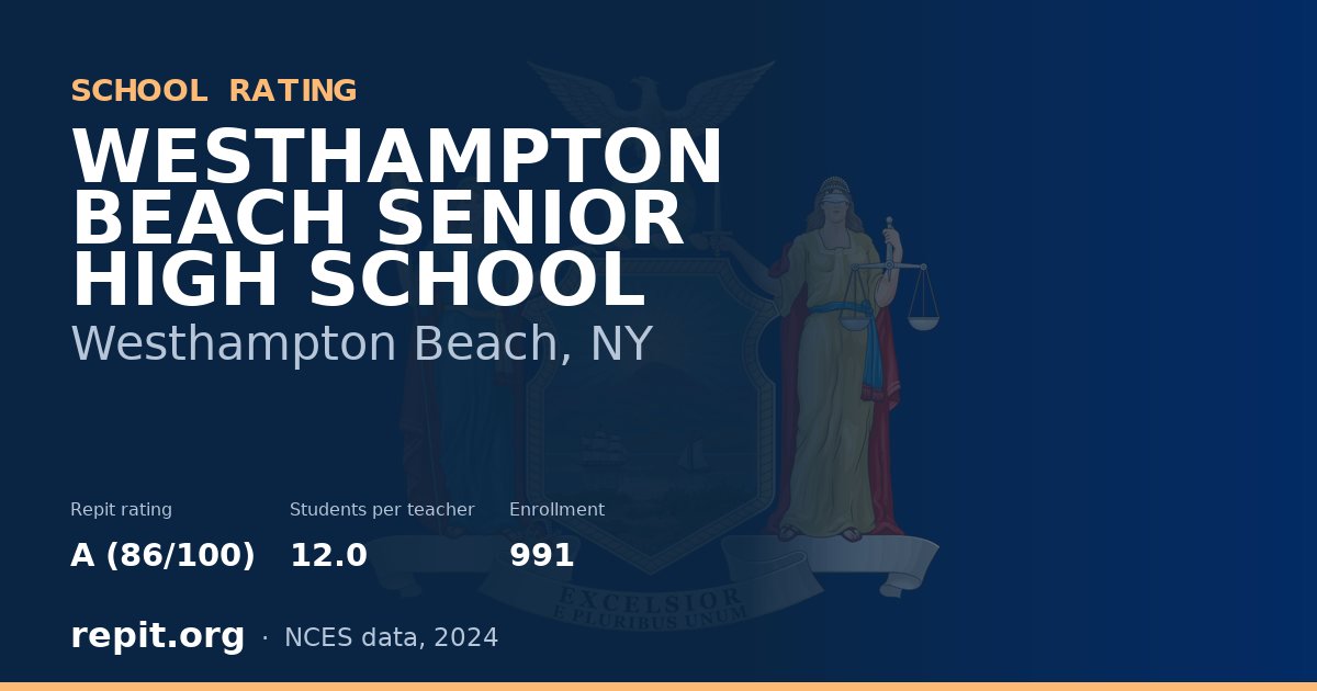 WESTHAMPTON BEACH SENIOR HIGH SCHOOL, Westhampton Beach, NY — Repit school rating A (86/100)