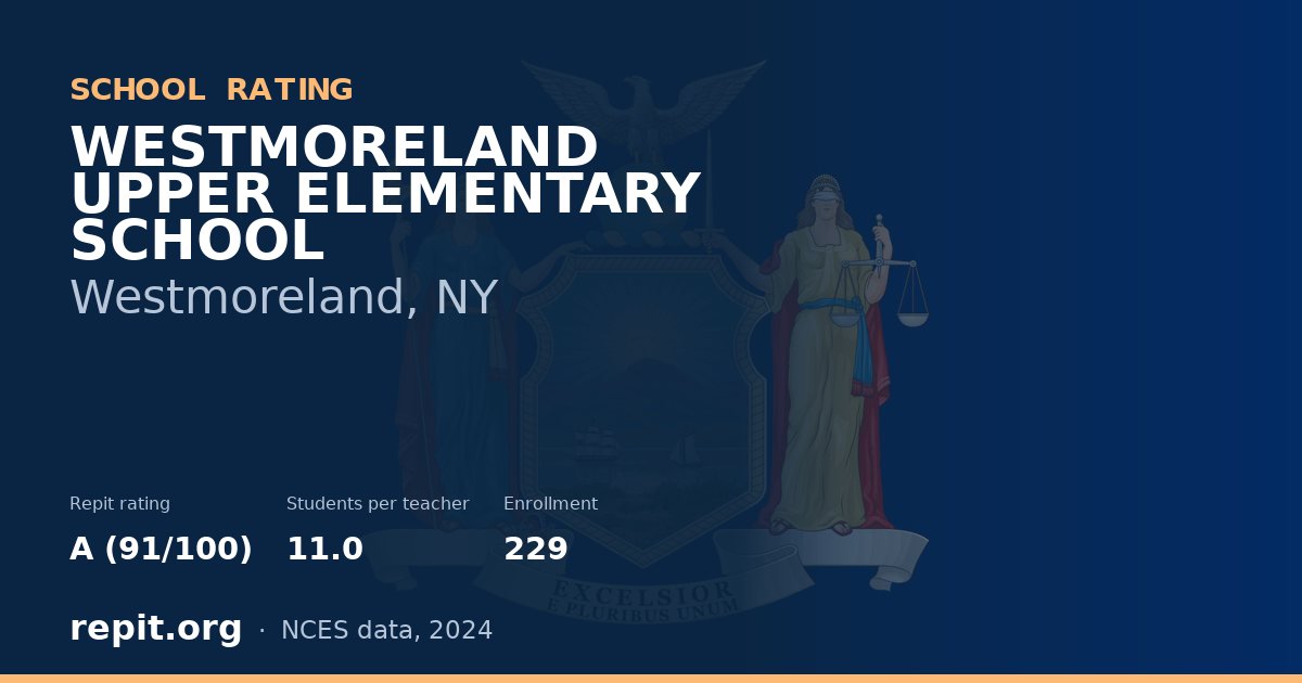 WESTMORELAND UPPER ELEMENTARY SCHOOL, Westmoreland, NY — Repit school rating A (91/100)