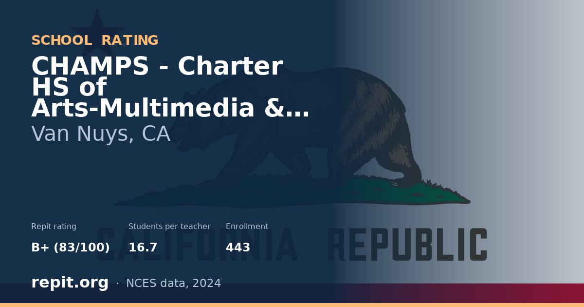 CHAMPS - Charter HS of Arts-Multimedia & Performing, Van Nuys, CA — Repit school rating B+ (83/100)