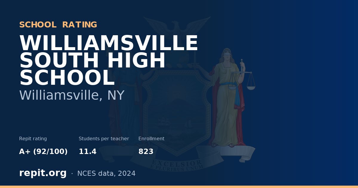 WILLIAMSVILLE SOUTH HIGH SCHOOL, Williamsville, NY — Repit school rating A+ (92/100)