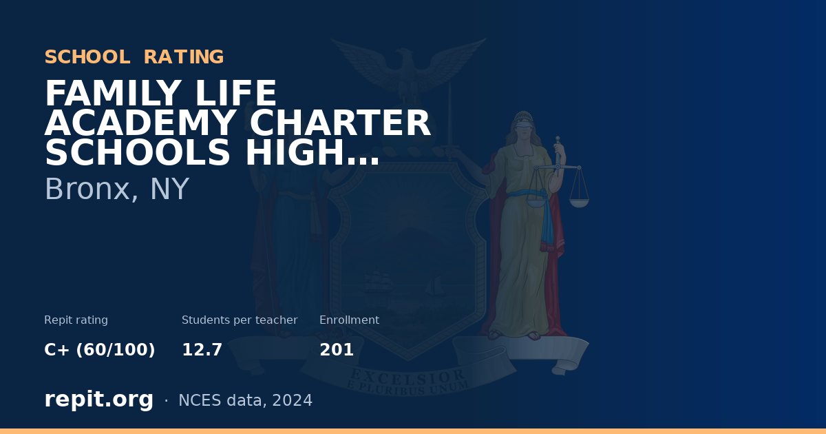 FAMILY LIFE ACADEMY CHARTER SCHOOLS HIGH SCHOOL, Bronx, NY — Repit school rating C+ (60/100)