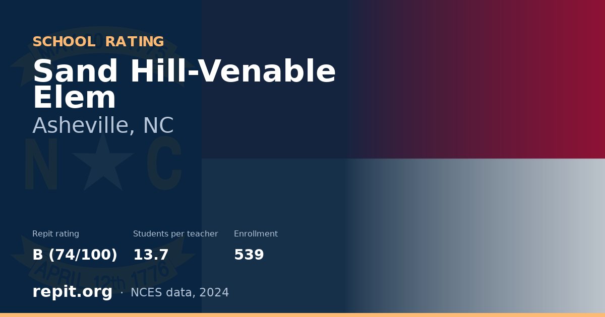 Sand Hill-Venable Elem, Asheville, NC — Repit school rating B (74/100)