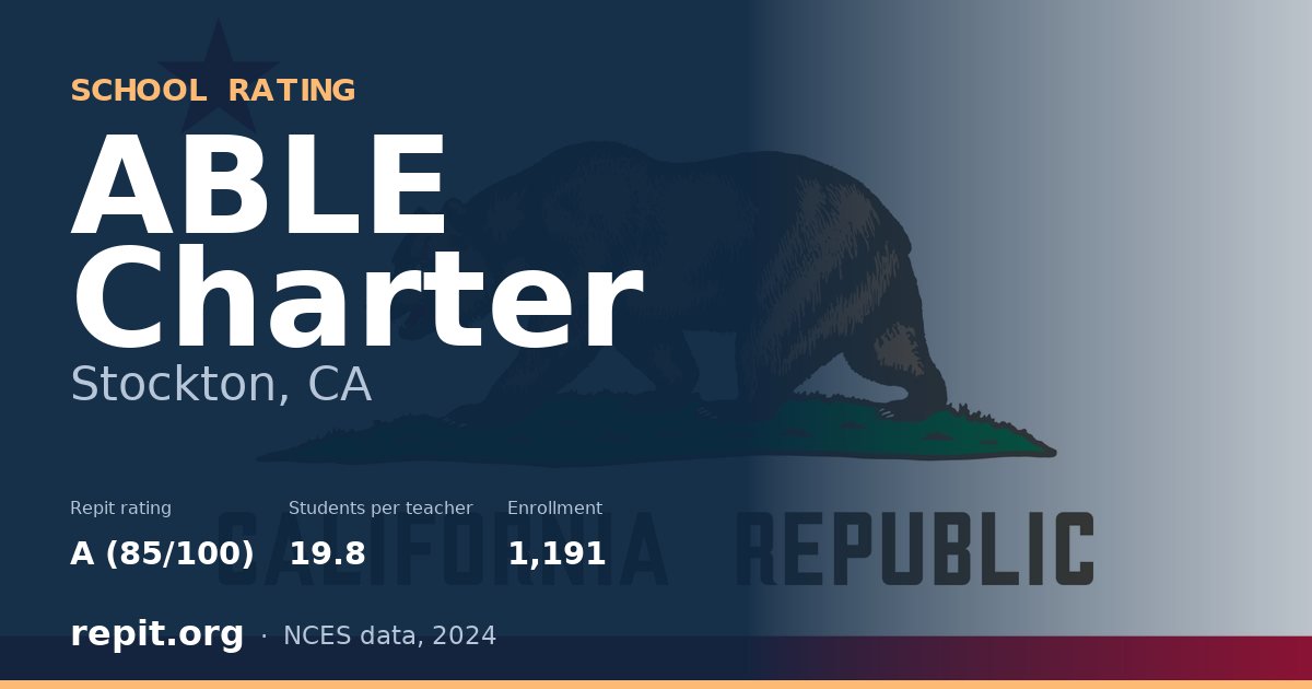 ABLE Charter, Stockton, CA — Repit school rating A (85/100)