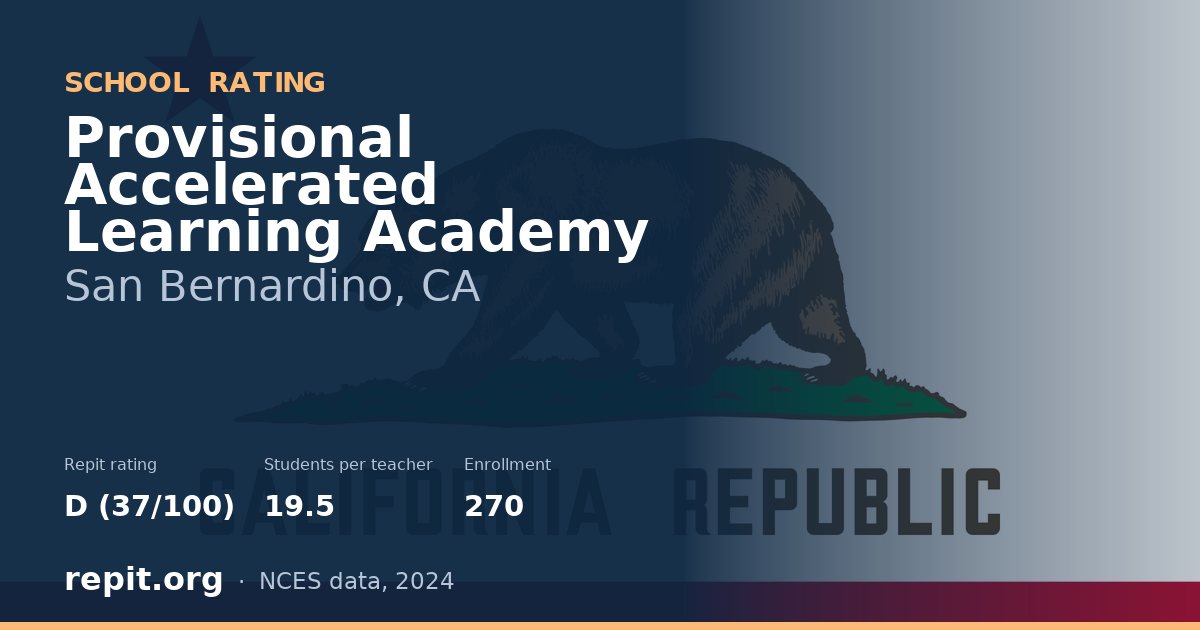 Provisional Accelerated Learning Academy, San Bernardino, CA — Repit school rating D (37/100)